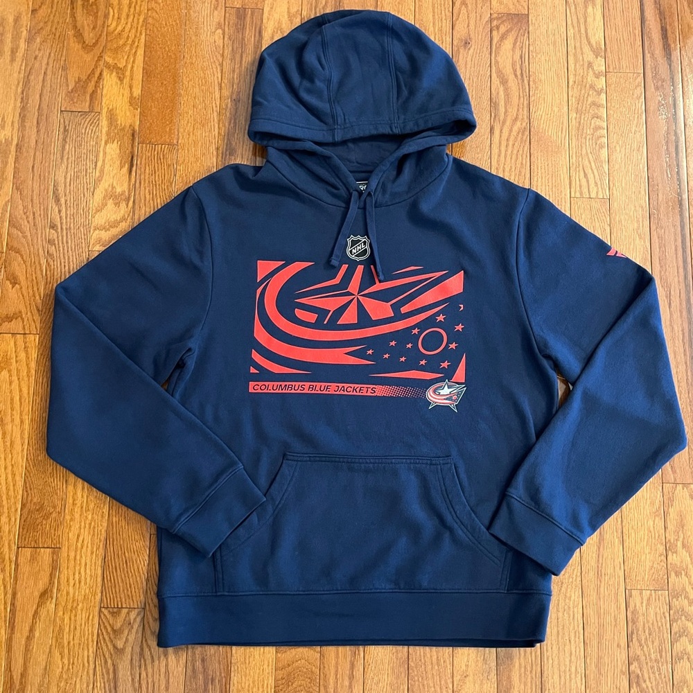 Fanatics Navy and Red Columbus Blue Jackets Hoodie/Men’s Sz Medium